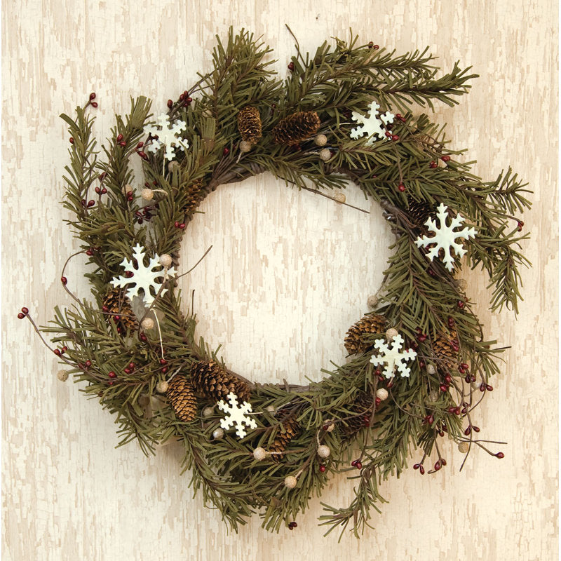 20" Christmas Wreath hung on a wooden door