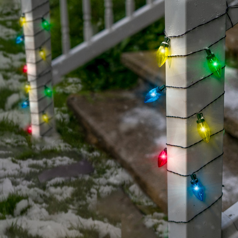 20 Ft. Solar Powered Multicolored Traditional Style Holiday LED Bulbs String Light