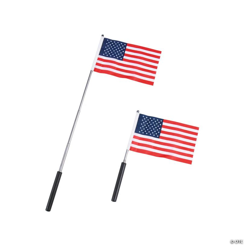 20" Patriotic Extendable Hand-Held USA Flags - 24 Pc.