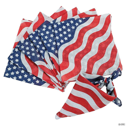 20" Patriotic Stars & Stripes Bandanas - 12 Pc.