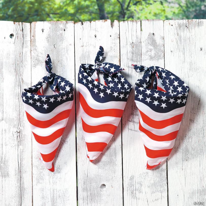 20" Patriotic Stars & Stripes Bandanas - 12 Pc.