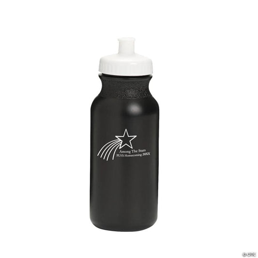 20 oz. Bulk 50 Ct. Personalized Black Shooting Star Plastic Water Bottles | USA Decoration®