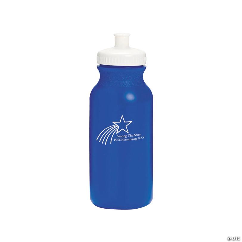 20 oz. Bulk 50 Ct. Personalized Bright Blue Shooting Star Plastic Water Bottles | USA Decoration®