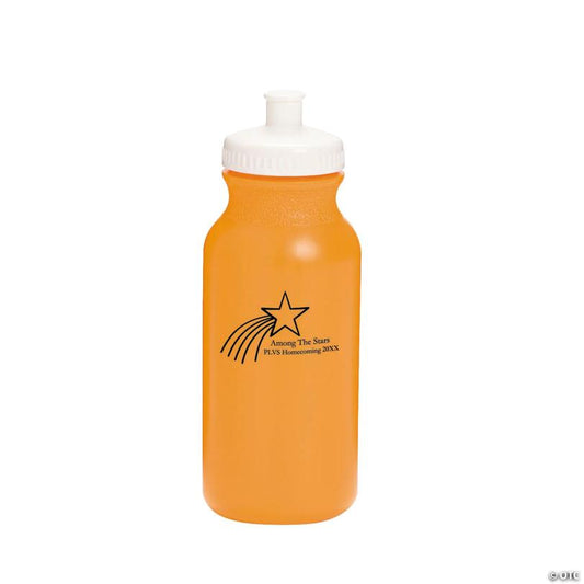 20 oz. Bulk 50 Ct. Personalized Bright Orange Shooting Star Plastic Water Bottles | USA Decoration®
