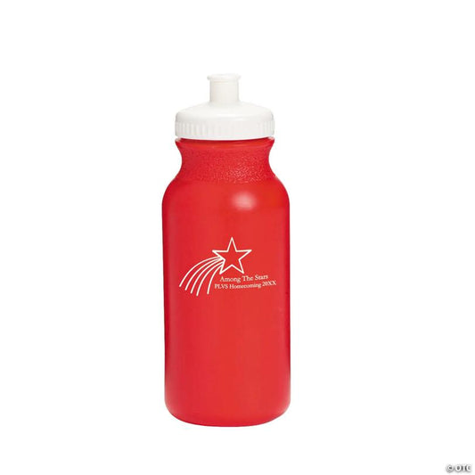 20 oz. Bulk 50 Ct. Personalized Bright Red Shooting Star Plastic Water Bottles | USA Decoration®