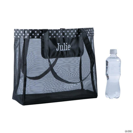 20" x 12" Personalized Large Black Mesh Tote Bag