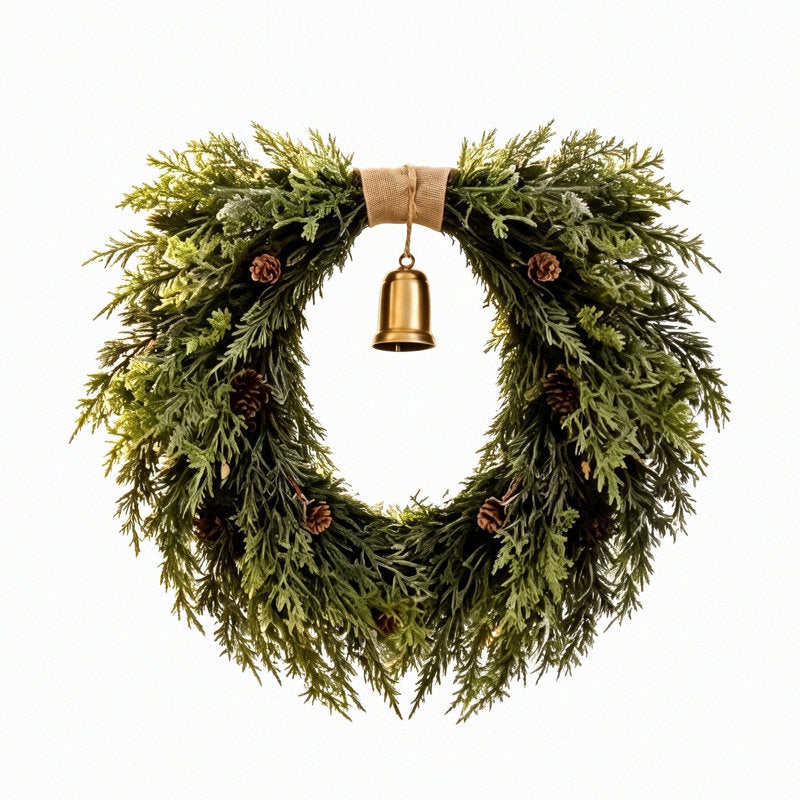21.6" farmhouse Christmas wreath with bells