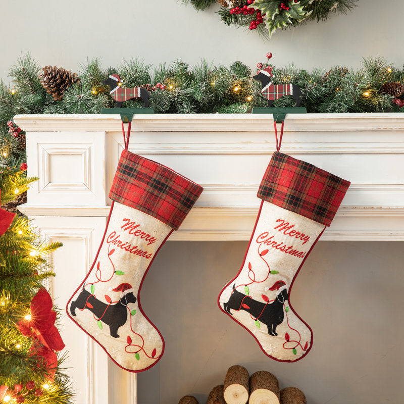 21"L Fabric Christmas Stocking - Dachshund