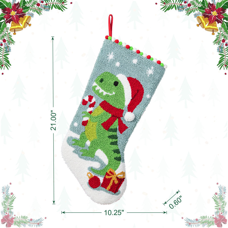 21"L Hooked Stocking, Dinosaur