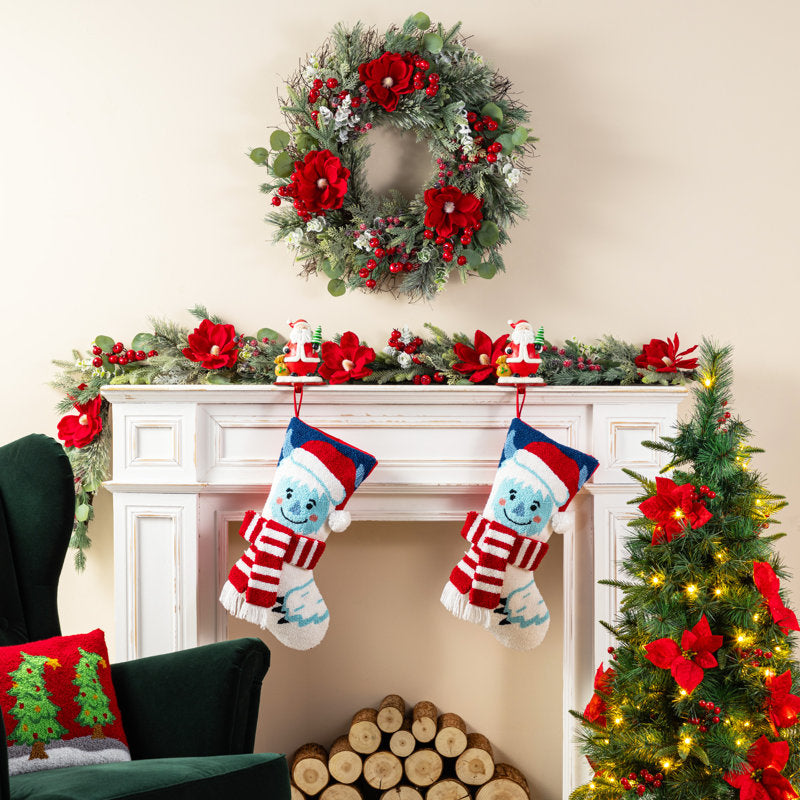 21"L Yeti Christmas Stocking with Hook â€“ Cozy Plush Holiday Decor