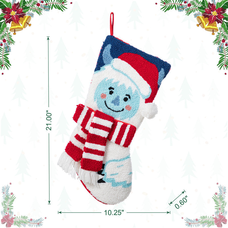 21"L Yeti Christmas Stocking with Hook â€“ Cozy Plush Holiday Decor