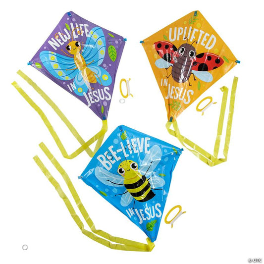 21" x 22" Religious Spring Bugs Plastic Kites - 12 Pc.