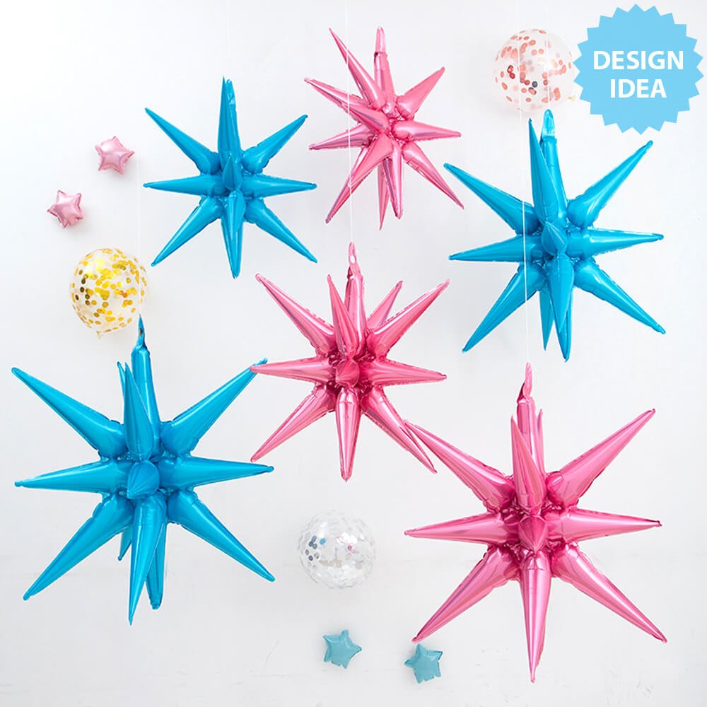 Foil Balloon 22 Inch 3D Star-Burst Metallic Silver