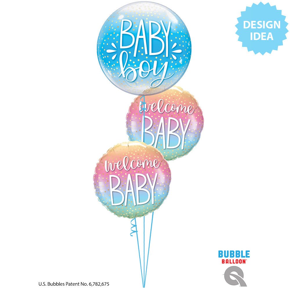 Bubble Balloon Baby Boy Blue Confetti Dots