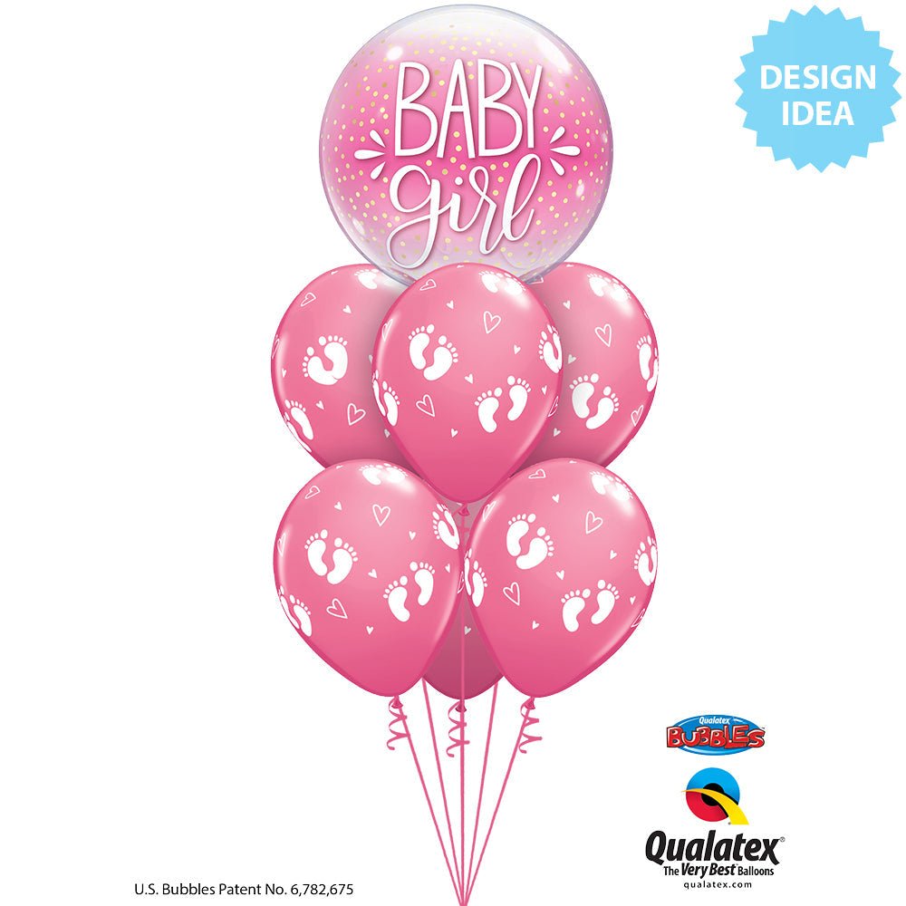 Bubble Balloon Baby Girl Pink & Confetti Dots
