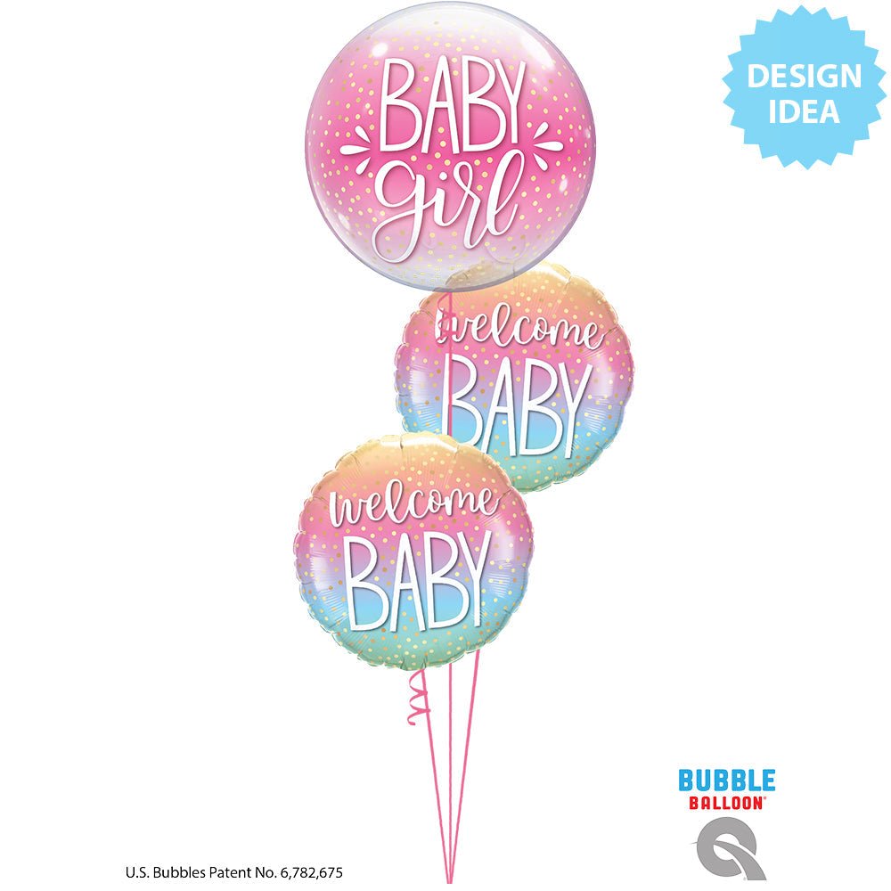 Bubble Balloon Baby Girl Pink & Confetti Dots