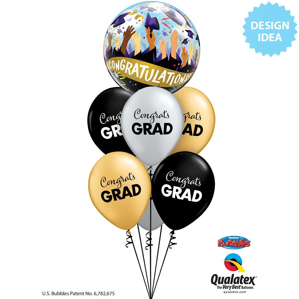 Bubble Balloon Congratulations Grad Caps 22 Inch