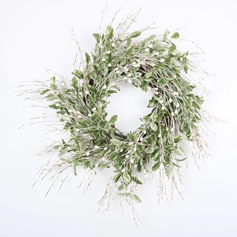 13.7" Artificial Christmas Wreath displayed on a front door