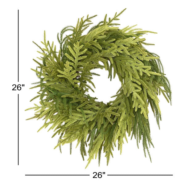 22" Artificial Farmhouse Thanksgiving Christmas Day Greenery Norfolk Island Pine Fall Winter Wreath For Front Door