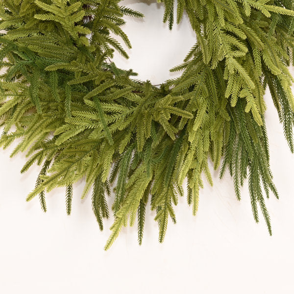 22" Artificial Farmhouse Thanksgiving Christmas Day Greenery Norfolk Island Pine Fall Winter Wreath For Front Door