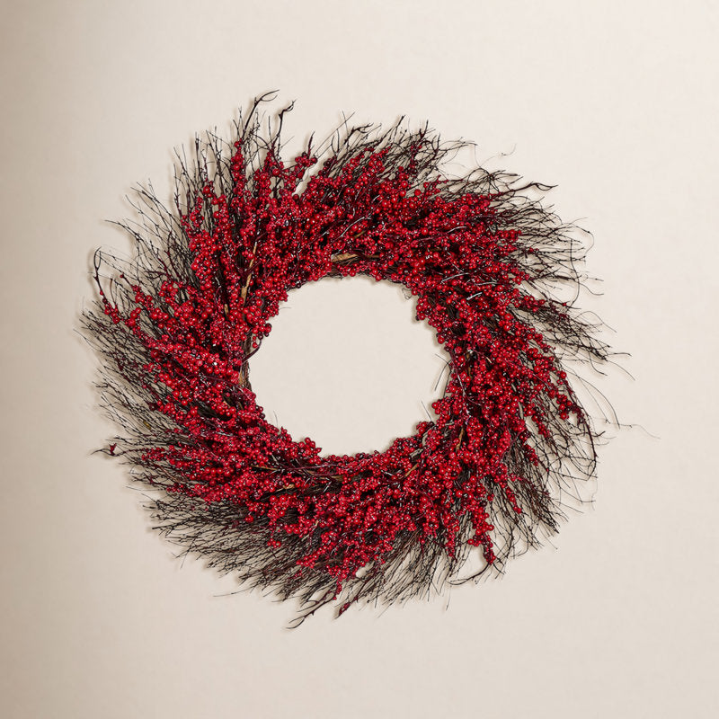 22" Berry Christmas Wreath as a festive door display