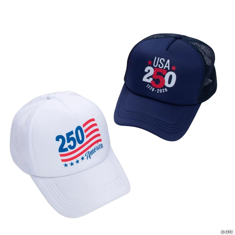 22" – 25" circ. Patriotic America 250th Anniversary Polyester Trucker Hats – 6 Pc.