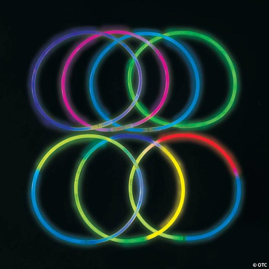 22" Bulk 100 Pc. Tri-Color & Solid Plastic Glow Necklace Assortment