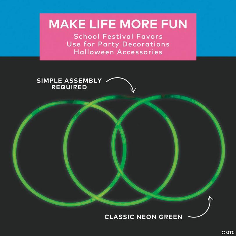 22" Bulk 50 Pc. Bright Green Plastic Glow Necklaces