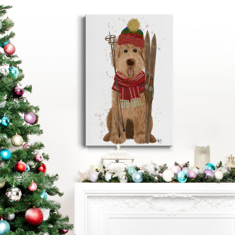  Goldendoodle Ski Dog  Painting Print