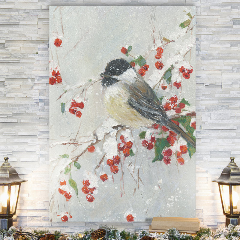 Holly Berries And Chickadee