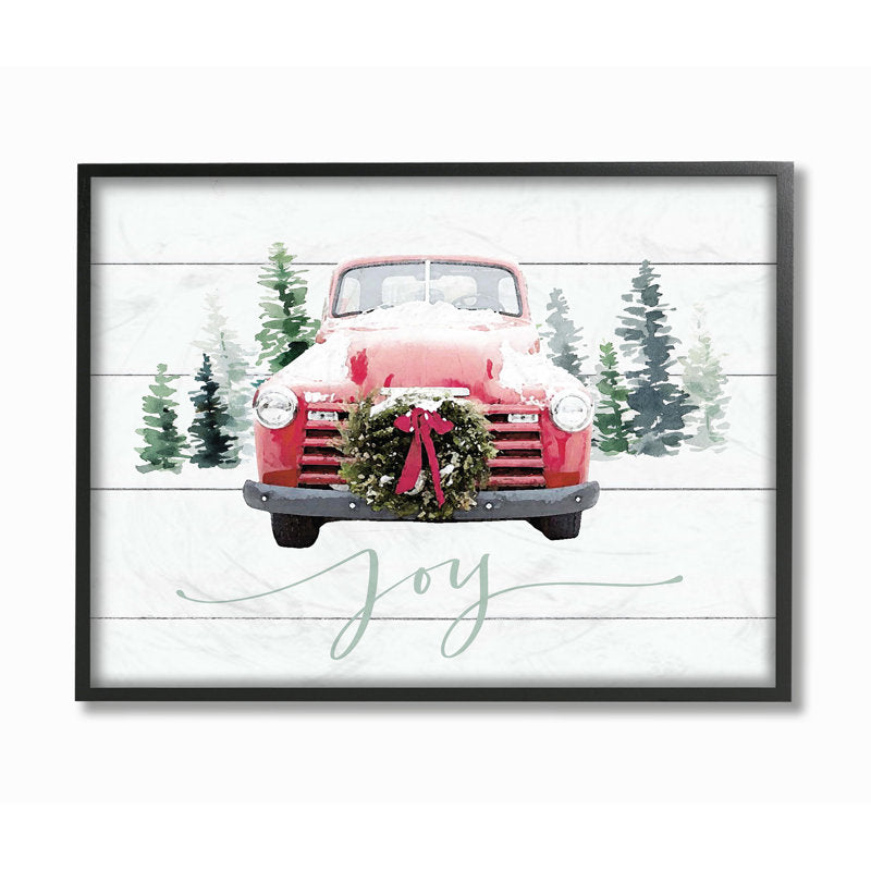  Planked Look Holiday Joy Truck With Wreath And Trees 