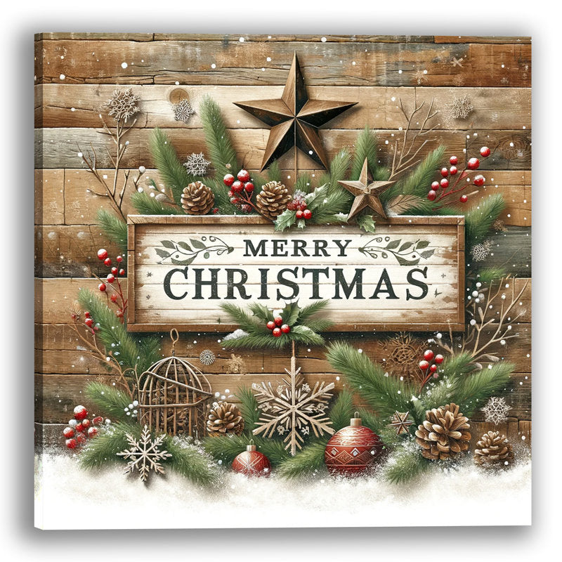  Rustic Woodland Merry Christmas Wreath 