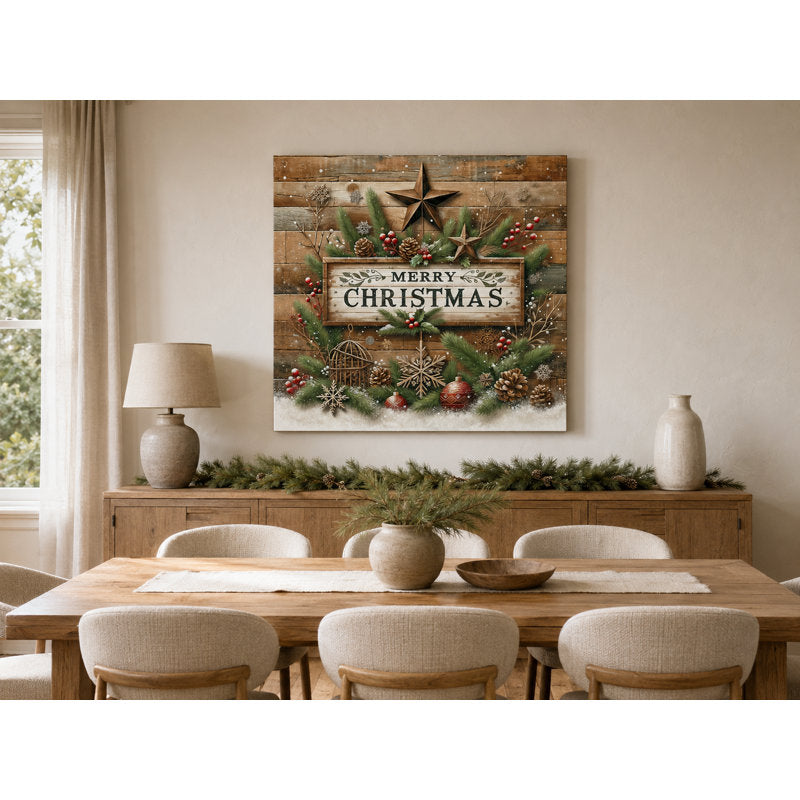  Rustic Woodland Merry Christmas Wreath 