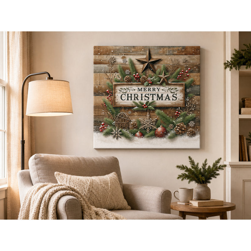  Rustic Woodland Merry Christmas Wreath 