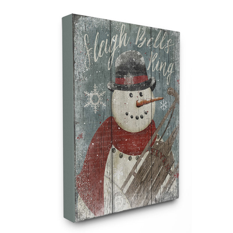 Sleigh Bells Ring Snowman Graphic Art Print
