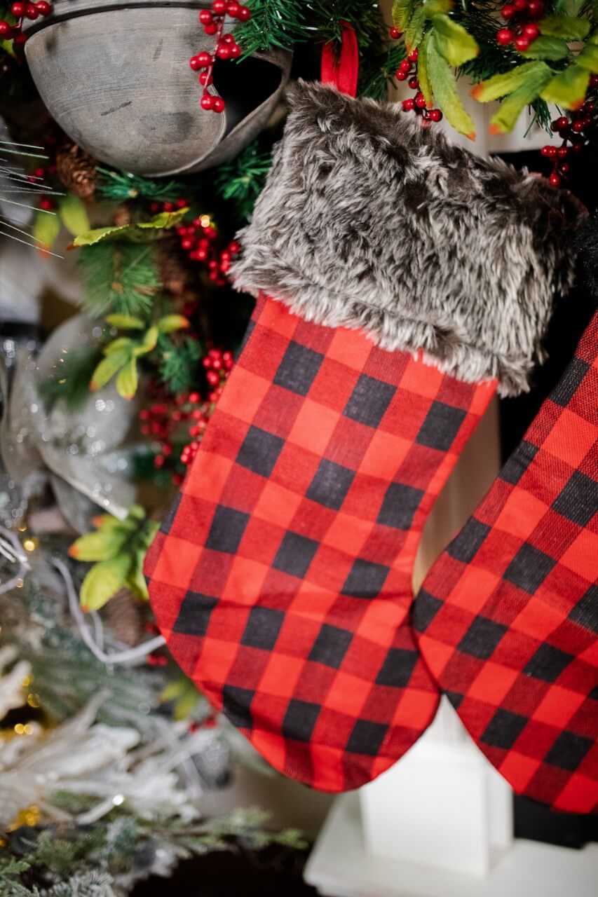 23” Red and Black Buffalo Plaid Stockings