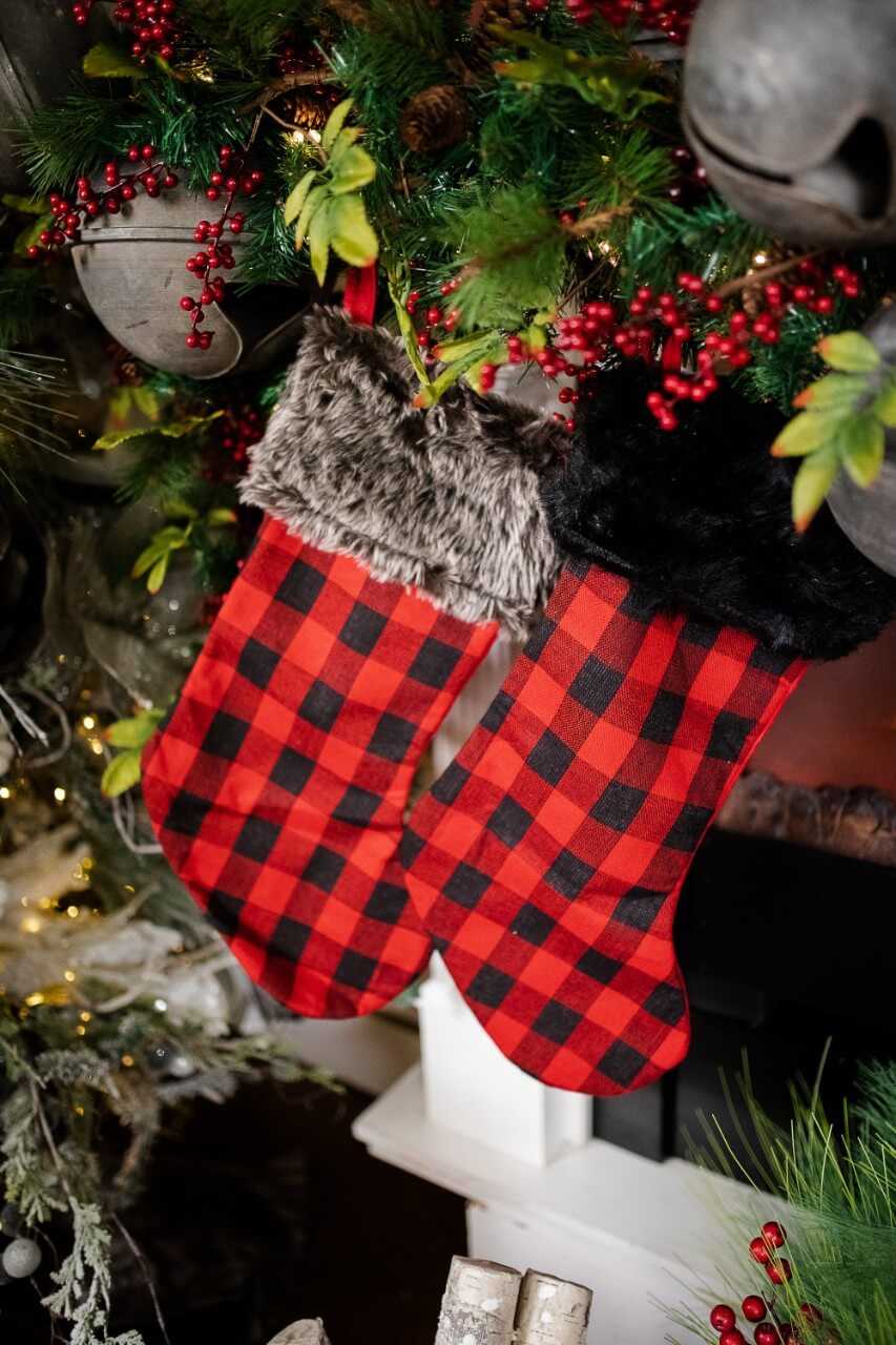 23” Red and Black Buffalo Plaid Stockings