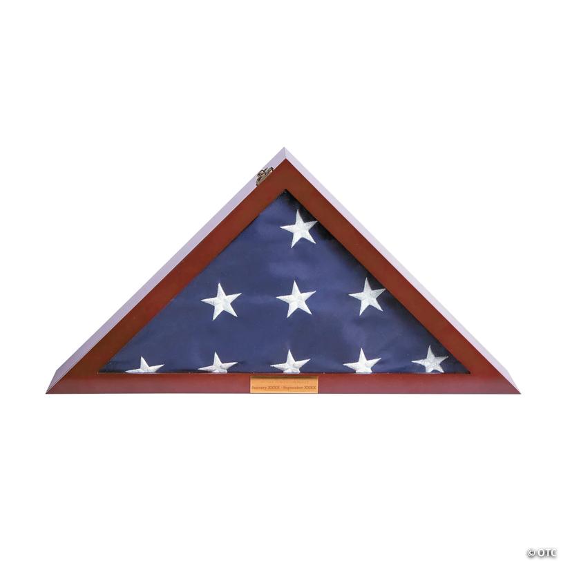 23 1/2" x 16 1/2" Personalized Triangle Flag Red Wood Display Case