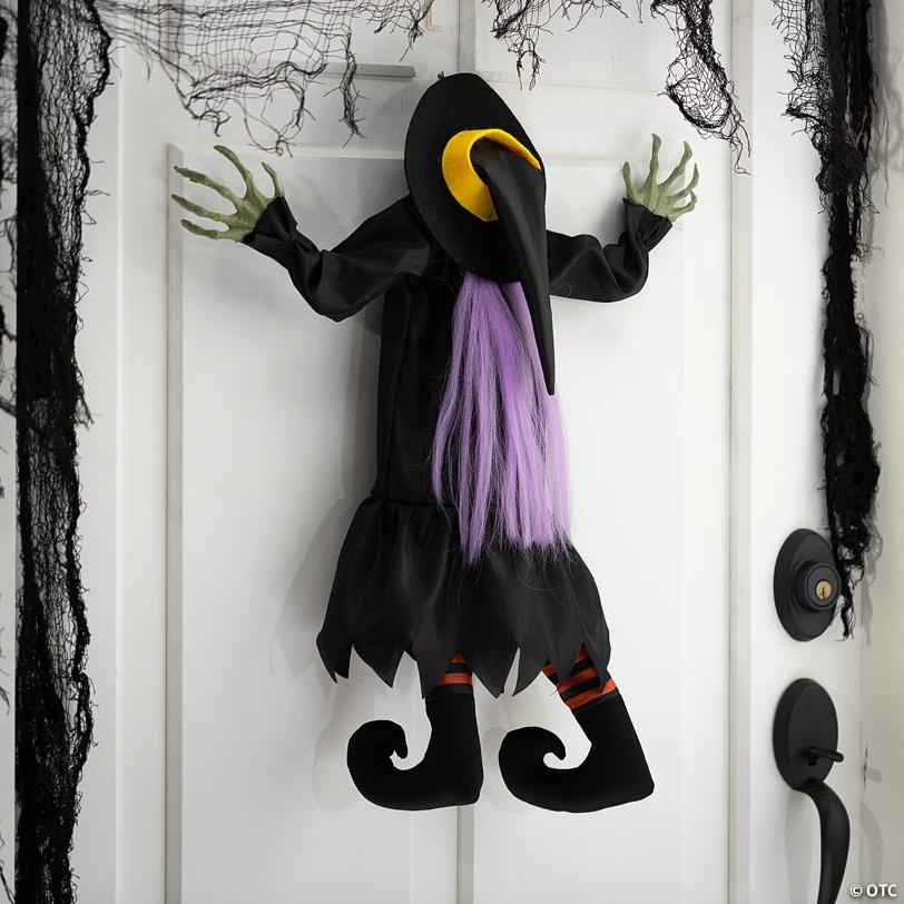 23 1/2" x 29 1/2" Hanging Crashed Witch Animated Prop Halloween Decoration