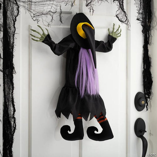 23 1/2" x 29 1/2" Hanging Crashed Witch Animated Prop Halloween Decoration