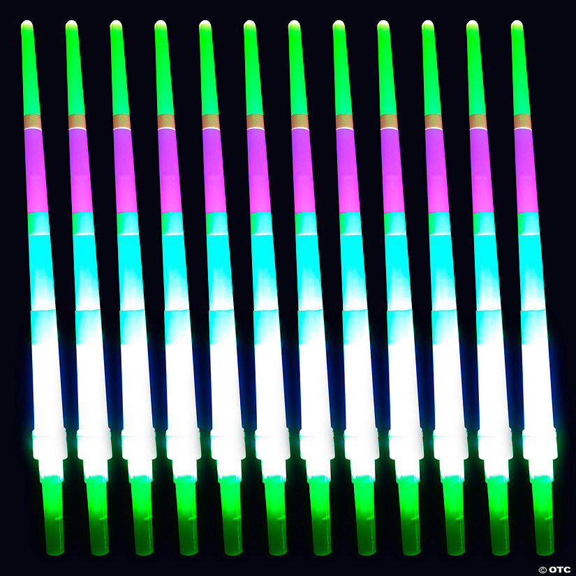 13 1/2" Light-Up Yellow, Pink, Green White Expanding Swords - 12 Pc. | USA Decoration®