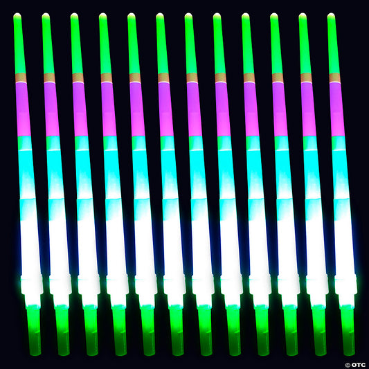 13 1/2" Light-Up Yellow, Pink, Green White Expanding Swords - 12 Pc. | USA Decoration®