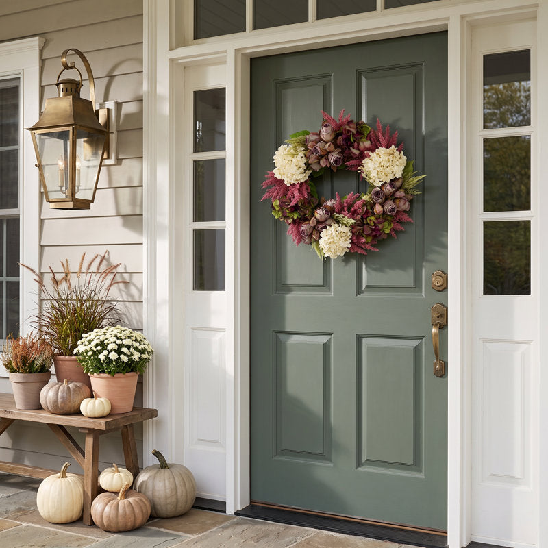 23" hydrangea fall wreath with roses