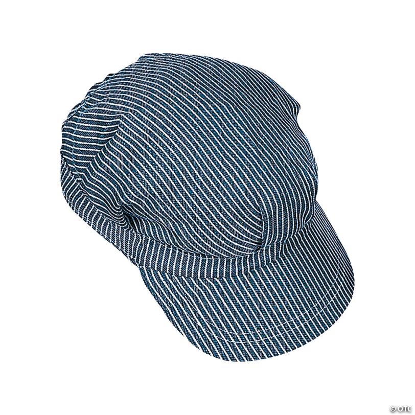 23" Kids Train Conductor Blue & White Striped Polyester Hats - 12 Pc.