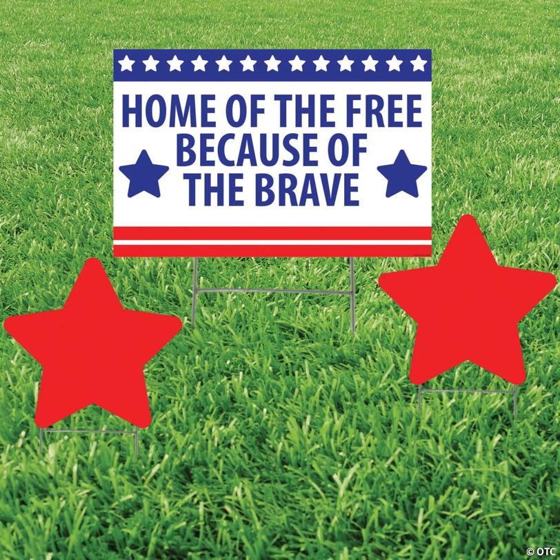 23" x 15" Home of the Free Because of the Brave Yard Signs - 3 Pc.