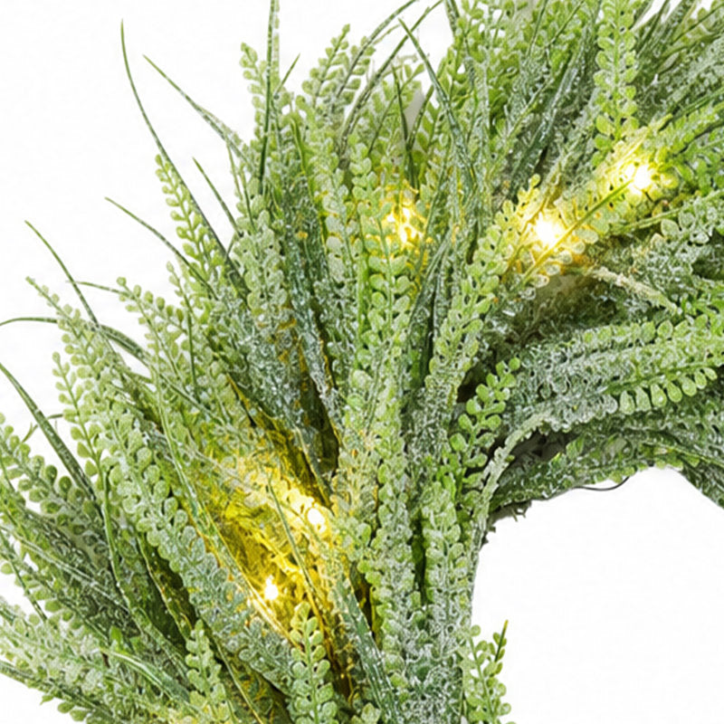 24-Inch Pre-Lit Green Christmas Wreath with 20 LED Lights for Doors, Walls, and Windows