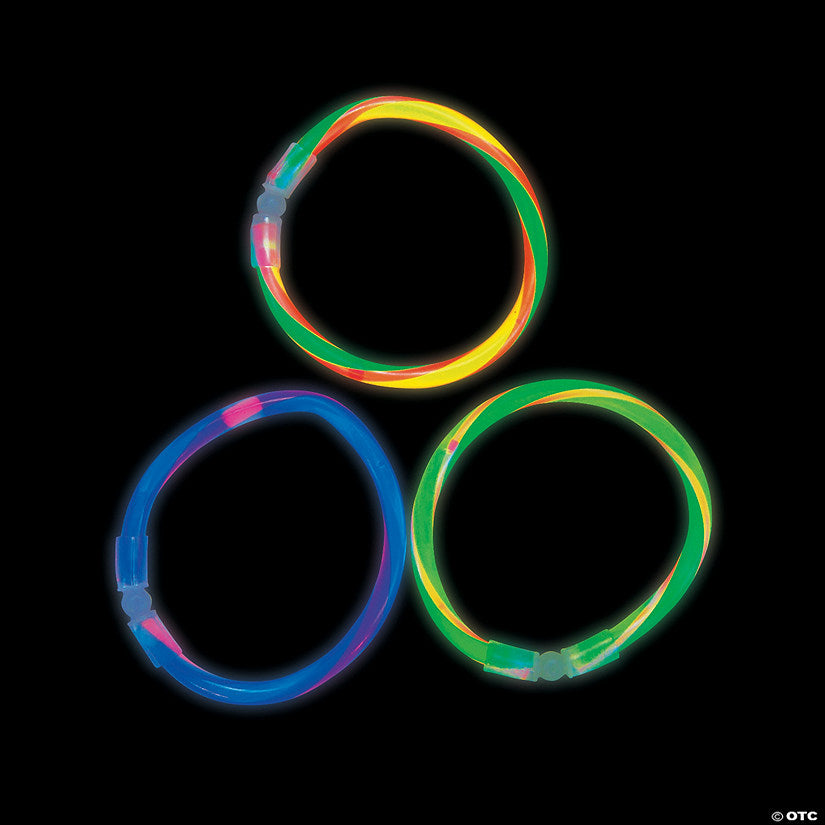 50 Piece(s): 8" Bulk 50 Pc. Glow Swizzle Twirl Multicolor Plastic Bracelets | USA Decoration®