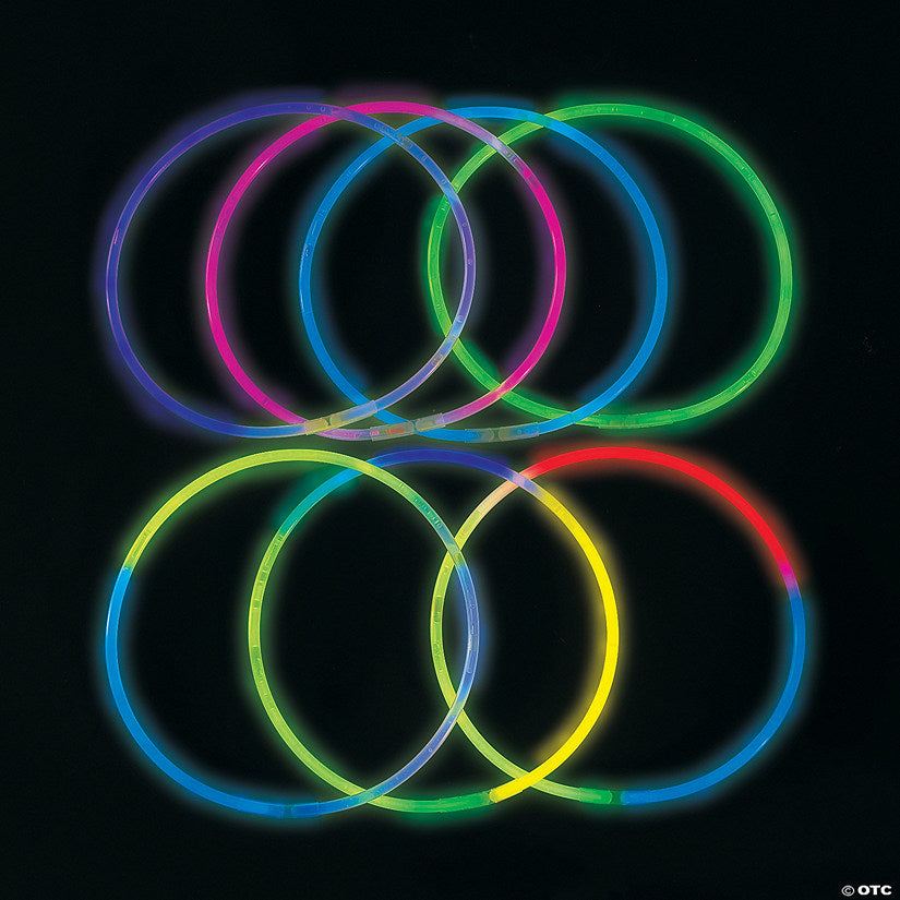 22" Bulk 100 Pc. Tri-Color Solid Plastic Glow Necklace Assortment | USA Decoration®