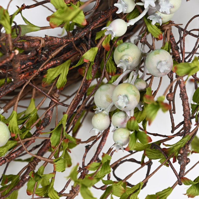 24" Artificial Farmhouse Twig Foliage Leaves Berry Fall Harvest Winter Front Door Wreath Christmas Day Decor