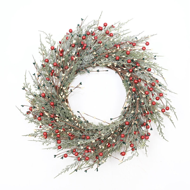 24" cypress Christmas wreath with berries